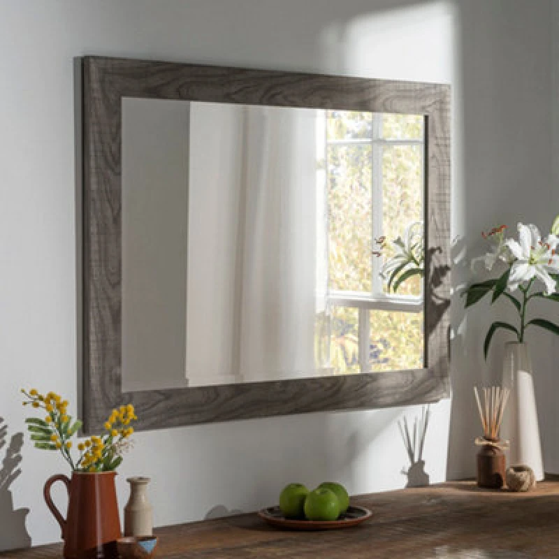 Image of Yearn Rustic Grey Framed Wall Mirror 89X64Cm