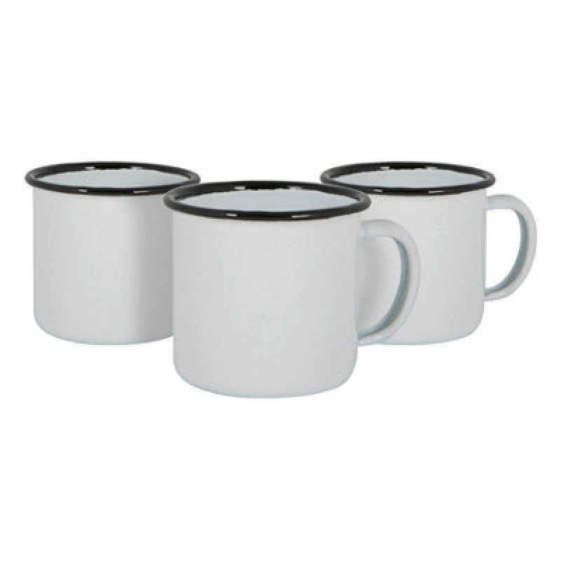 Image of Argon Tableware White Enamel Espresso Cups - 130ml - Black - Pack Of 6