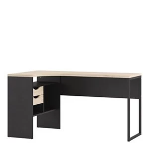 image of Ebru White & Black Painted 2 Drawer Desk