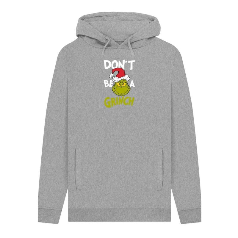 Image of The Grinch Mens Don't Be A Grinch Hoodie in Light Grey Size: Small Light Grey Male S