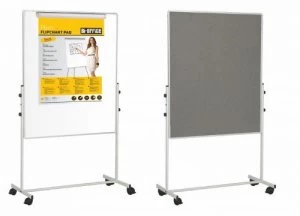 image of Bi-Office Mobile Duo Melamine/Felt Easel 70x120cm