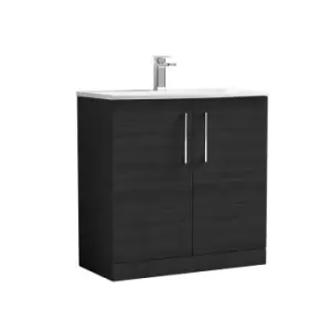 Nuie Arno 800mm Floor Standing 2 Door Vanity & Basin 4 Charcoal Black