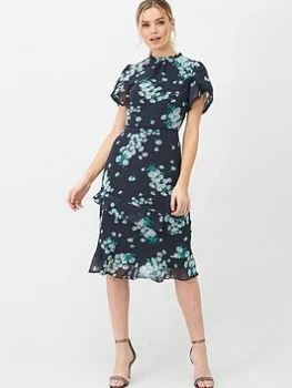 Image of Oasis Dandelion Pie Crust Midi Dress - Multi Blue, Size 10, Women