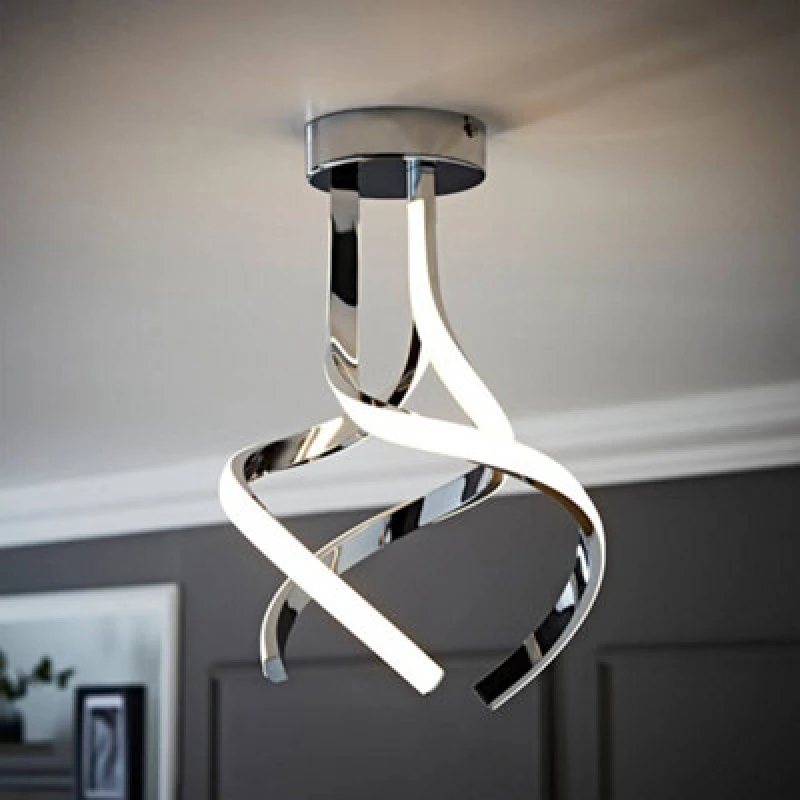 Image of ValueLights Infinity Chrome Single Twist Integrated LED Ceiling Light Silver