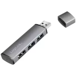 image of LogiLink UA0395 USB 3.2 2nd Gen hub Aluminium casing, + LED indicator lights Spaceship grey