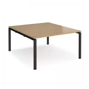 Image of Adapt back to back desks 1400mm x 1600mm - Black frame and oak top