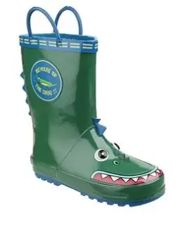 image of Cotswold Boys Crocodile Wellington Boots, Green, Size 10.5 Younger