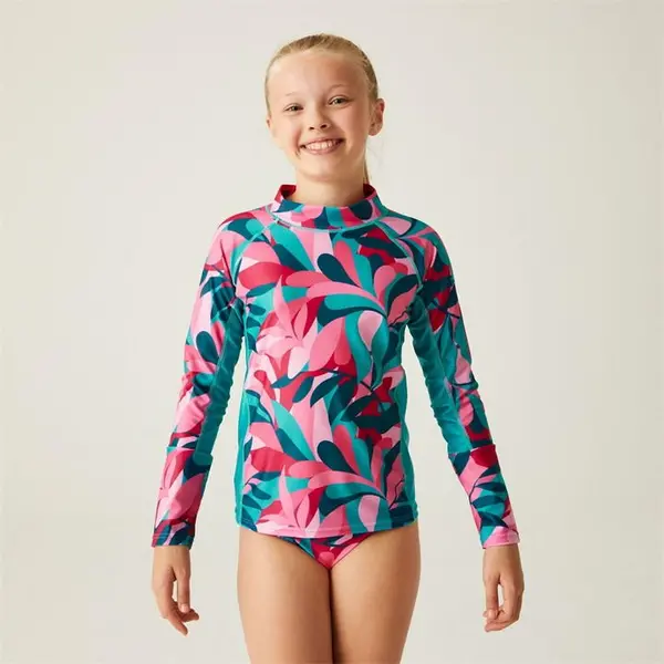 Image of Regatta Hoku II Swimsuit - Tahoe Blue/Tropical Leaf Print C9-C10yrs