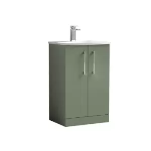 image of Nuie Arno 500mm Floor Standing 2 Door Vanity & Basin 4 Satin Green