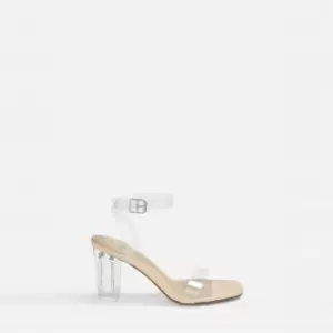 image of Missguided Perspex mid block heel sandal - Nude