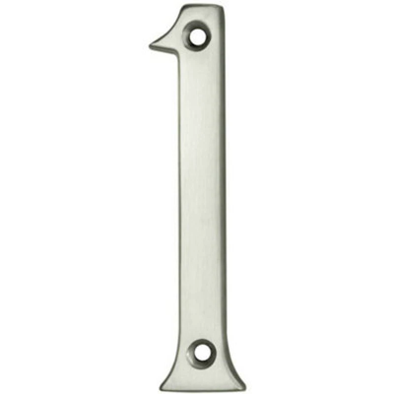 Image of Loops Satin Chrome Door Number 1 - 75mm Height 4mm Depth House Numeral Plaque Multi
