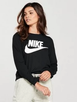 Image of Nike Sportswear Essential Long Sleeve HBR Top Black Size L Women