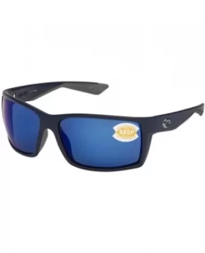 Image of Costa Del Mar Reefton Blue Wraparound Plastic Mens Sunglasses RFT 75 OBMP RFT 75 OBMP