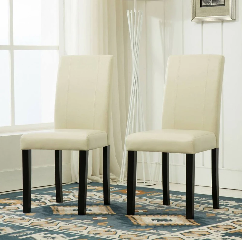 Image of MCC Direct Set of 2 Faux Leather Dining Chairs in Cream Cream Unisex