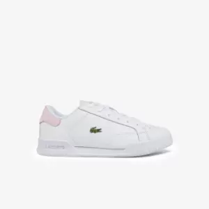 Lacoste Womens Twin Serve Leather Accent Trainers Size 3 UK White & Light Pink