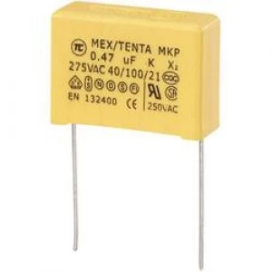 image of MKP X2 suppression capacitor Radial lead 0.47 uF 275 V AC 10 22.5mm L x W x H 26.5 x 10 x 19mm MKP X2