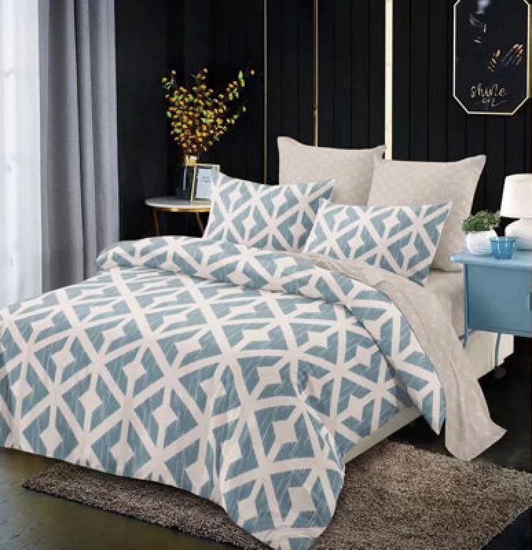 Image of Ezysleep Ezysleep Aztec Blue Printed Duvet Cover Set Size: King Blue King Unisex 0753775273222