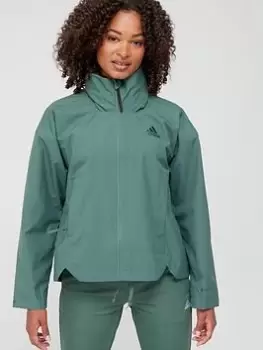 Image of adidas Traveer Rain.RDY Jacket - Dark Green, Dark Green Size M Women