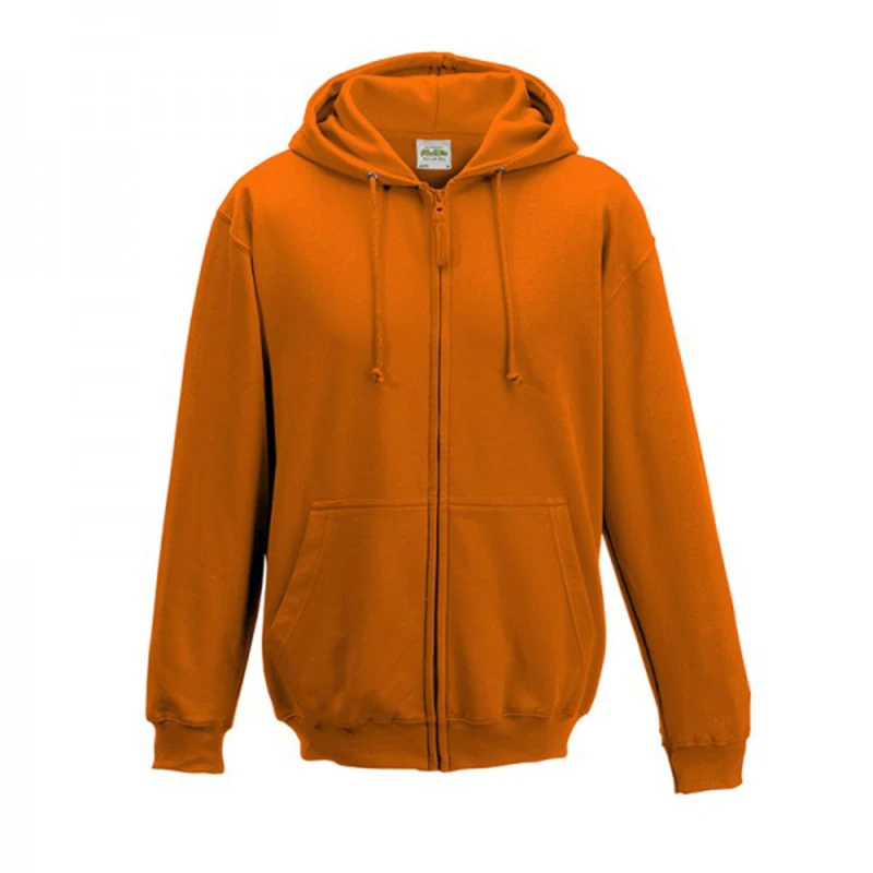 Image of AWDis AWDis Men Plain Hooded Full Zip Hoodie Zoodie in Pale Orange Size: large Pale Orange L Male 5054171853984
