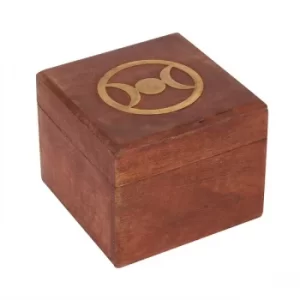 Image of Triple Moon Brass Inlay Wooden Box