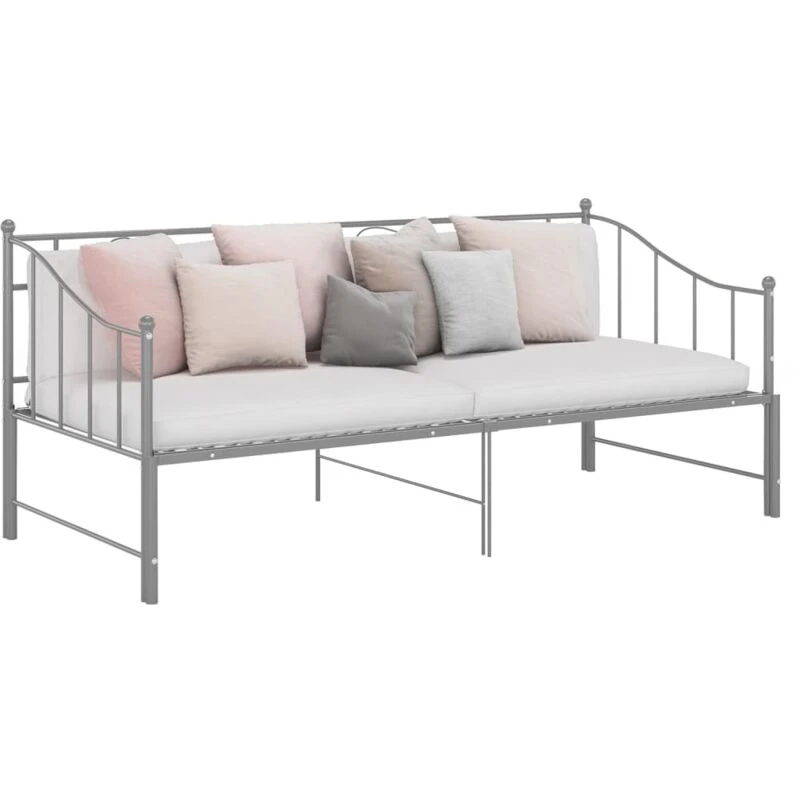 Image of VIDAXL Pull-out Sofa Bed Frame without Mattress Grey Metal 90x200cm Vidaxl 8720286195741