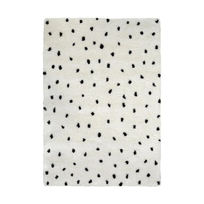 Image of THE RUGS Snug Collection Spotty Shaggy Rugs R467A in White Size: 160cm x 230cm White Unisex 160cm x 230 cm