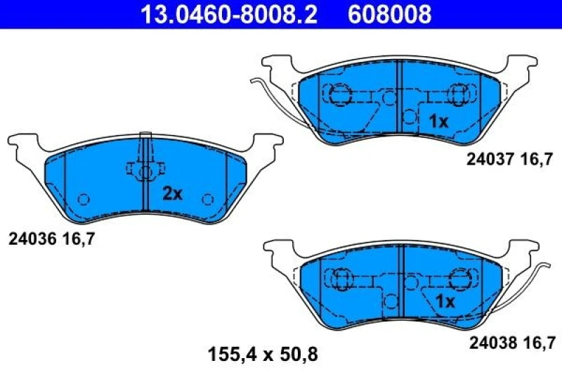 Image of ATE 13.0460-8008.2 Brake pad set with acoustic wear warning Brake Pad Set,disc brake (402)