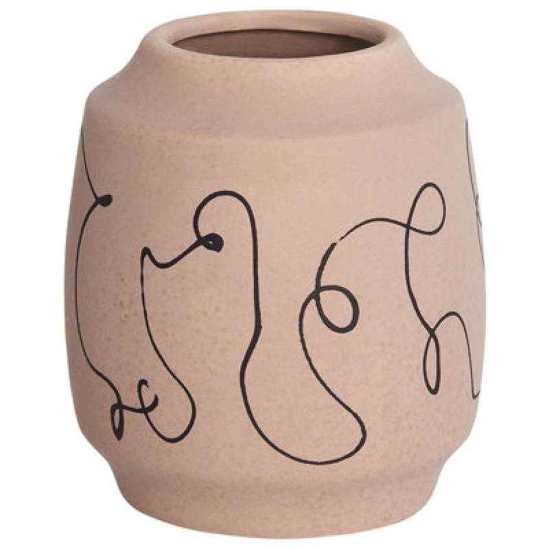 Image of Beliani Flower Vase Skate Stoneware 20 Cm Sand Beige