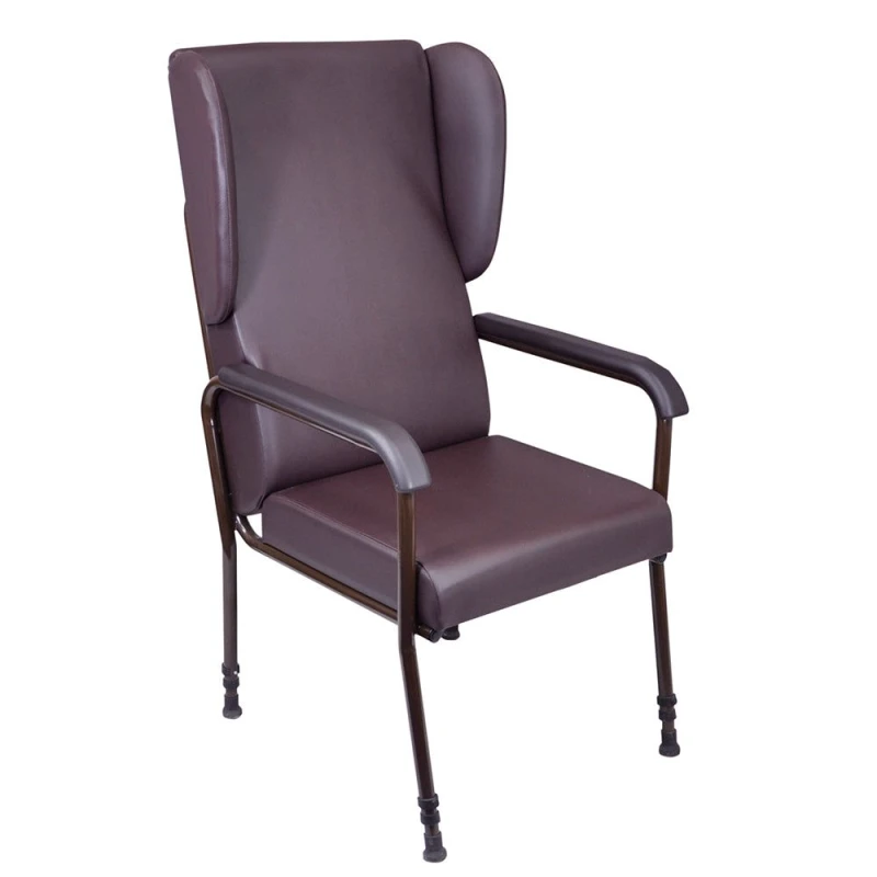Image of Loops Height Adjustable High Backed Lounge Chair - Brown Upholstery - 450 570mm Height Brown