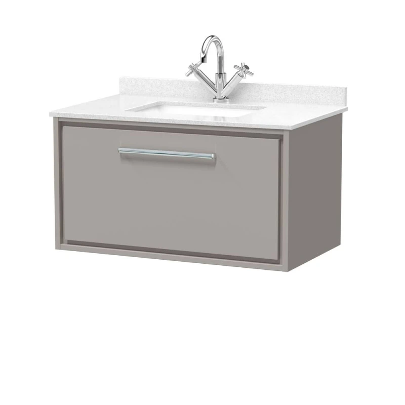 Image of Balterley 800mm Wall Hung Single Drawer with Marble Worktop Basin - Pebble Grey Grey Unisex