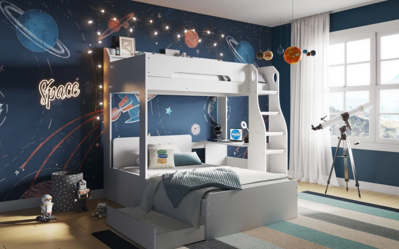 Image of Flair Cosmic L Shaped Triple Bunk Bed White