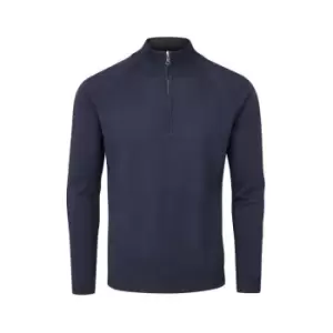 image of Oscar Jacobson Merino Zip Neck Sweater - Blue