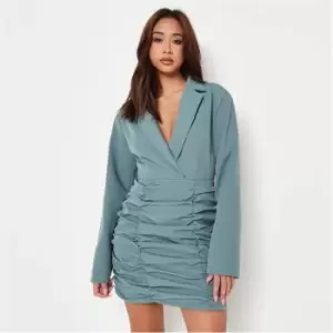 Missguided Ruched Detail Blazer Dress - Blue