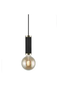 Image of Galloway Slim Pendant Ceiling Light Black Brass E27