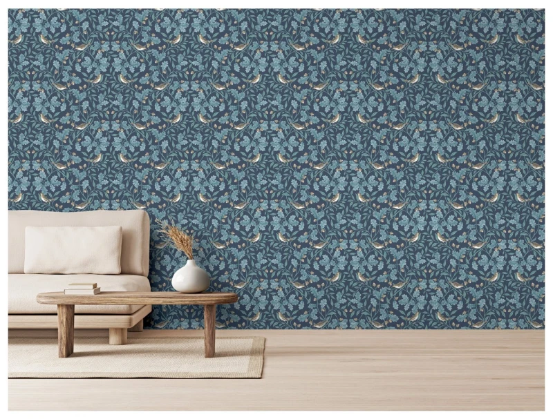 Image of RHS RHS Woodland Songsbirds Navy Wallpaper