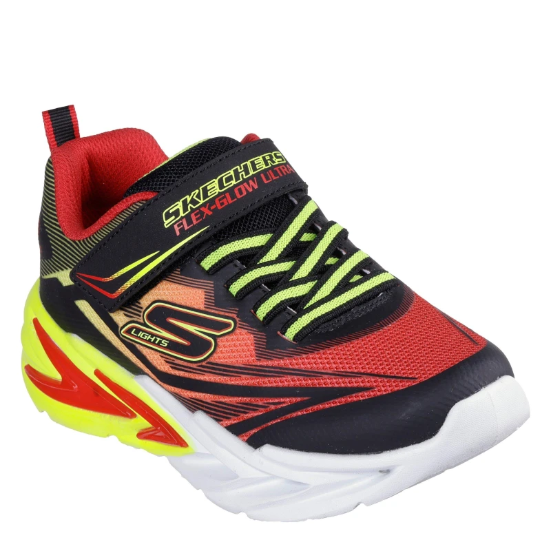 Image of Skechers Lighted Gore & Strap Sneaker W Mids Light Up Trainers Boys Black/Red male C13 (32)