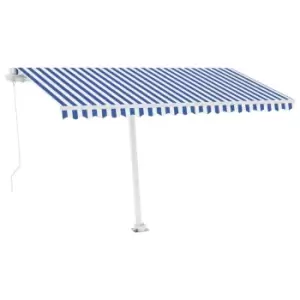 Image of Vidaxl Freestanding Manual Retractable Awning 400X300 Cm Blue & White