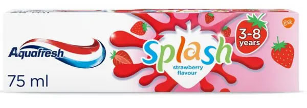 image of Aquafresh Splash Strawberry Flavour Kids Toothpaste 75ml