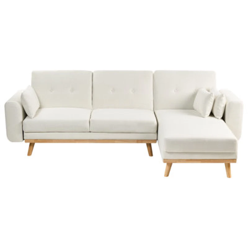 Image of Beliani Corner Sofa Bed 3 Seater Kaarina Fabric White Left Hand