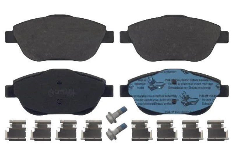 Image of Blue PRINT ADP154208 Brake pad set Front Axle, with fastening material Brake Pad Set,disc brake (402)