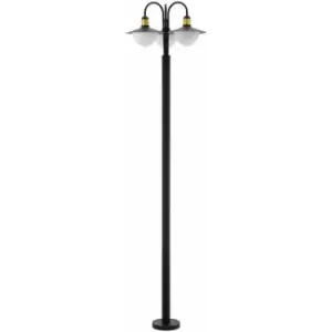 Image of Loops - IP44 Outdoor Bollard Light Black & Gold Curved Lamp Post 3 x 60W E27 Bulb