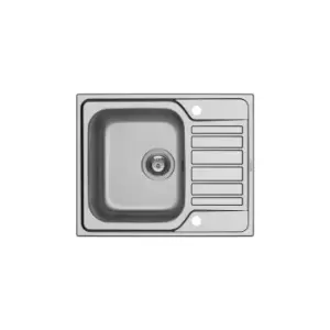 Image of 1 Bowl Chrome Stainless Steel Kitchen Sink with Reversible Drainer - Taylor & Moore