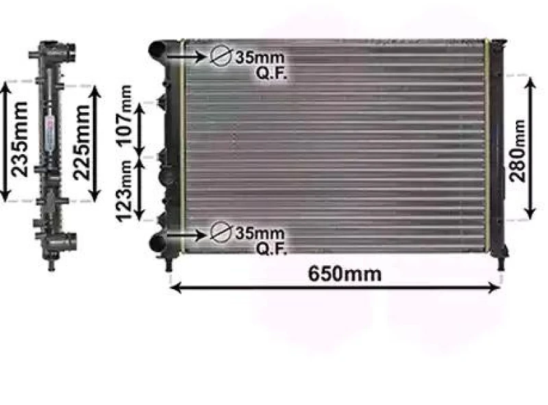 Image of VAN WEZEL 01002144 Engine radiator Aluminium, Mechanically jointed cooling fins Radiator,engine cooling (470)