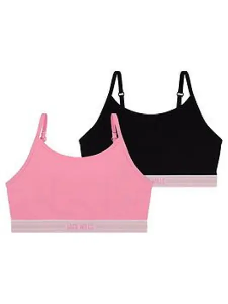 Image of Jack Wills Girls 2 Pack Boxed Bralette - Pink/Black, Size Age: 12-13 Years, Women