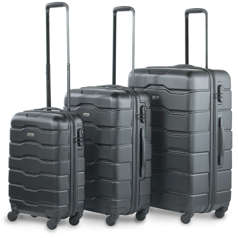 Image of VonHaus Multi Sized Set of Three Luggage Set Black