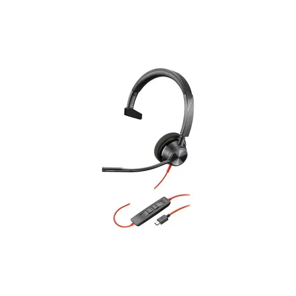 Image of Poly Blackwire 3310 Single Sided On-ear Monaural USB-C with Microphone Headset 8X216AA Black