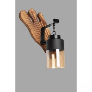 Image of Aydan yan?k siyah caml? aplik Black Brown Wall Lamp
