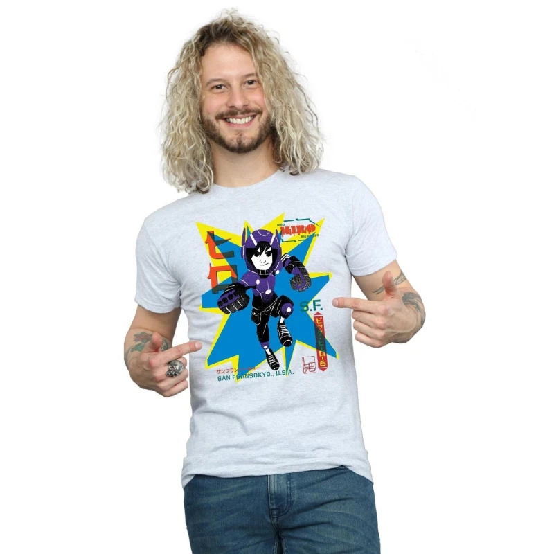Image of Disney Men Big Hero 6 Hiro Anime T-Shirt in Grey Size: Small Grey S Male 5057864214178
