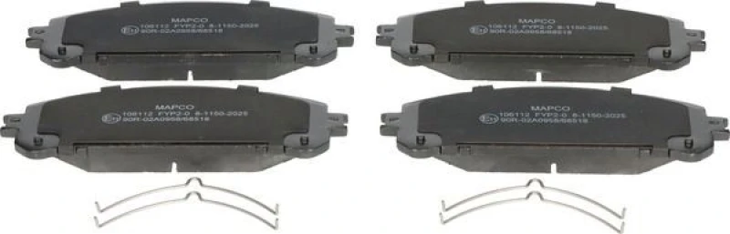 Image of MAPCO 106112 Brake pad set Front Axle, without integrated wear warning contact, with accessories Brake Pad Set,disc brake (402)