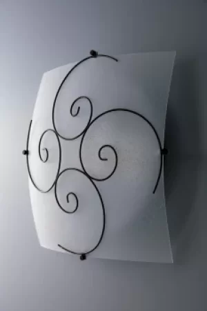 Image of 2 Light Decorative Flush Ceiling Light Glass White 40x40cm